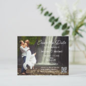 Sla de datum minimalistische script QR code foto o Aankondigingskaart (Staand voorkant)