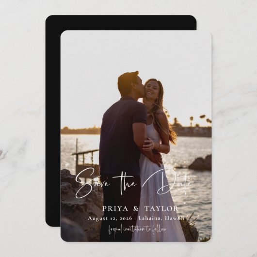 Sla de datum Mod Script fotokaart op Save The Date (Voorkant / Achterkant)