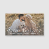 Sla de datum Modern Script paar foto magneet op (Voorkant)