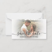 sla de datum moderne kalligrafie trouwfoto op notitiekaartje (Voorkant)