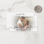 sla de datum moderne kalligrafie trouwfoto op notitiekaartje (Voorkant / Achterkant in situ)