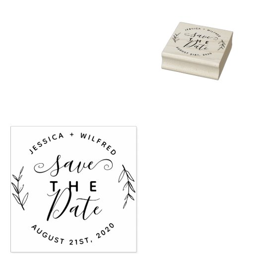 Sla de datum moderne ronde krans & rustiek script rubberstempel (Gestempeld)