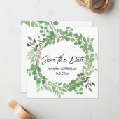 Sla de datum moderne script groen krans op notitiekaartje (Voorkant / Achterkant in situ)
