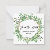Sla de datum moderne script groen krans op notitiekaartje (Voorkant)
