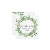 Sla de datum moderne script groen krans op notitiekaartje (Voorkant / Achterkant in situ)