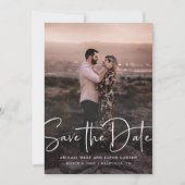 Sla de datum moderne scriptfoto op save the date (Voorkant)