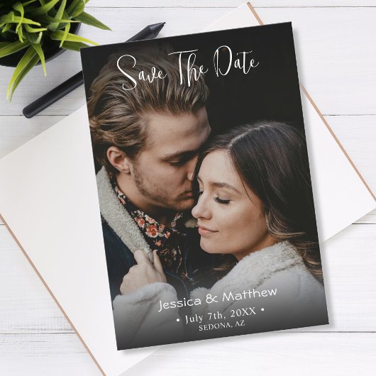 Sla de datum, namen en foto-informatie op notitiekaartje