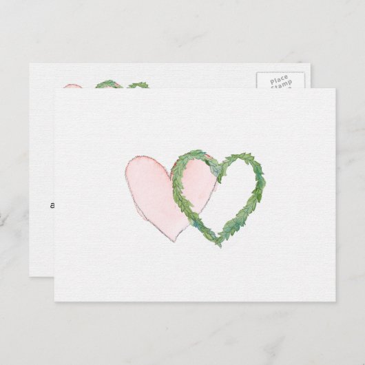 Sla de datum of RSVP Briefkaart Laurel Hearts op (Voorkant / Achterkant)