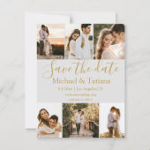 Sla de datum op 6 foto's Collage Wedding Gold Kaart (Voorkant)