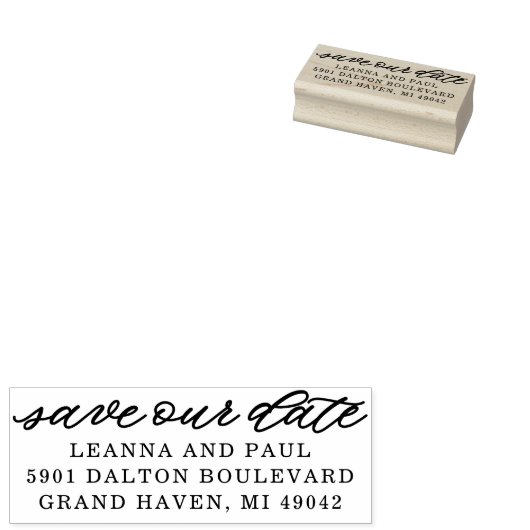 Sla de datum op Aangepaste Bruiloft Retouradres Rubberstempel (Gestempeld)