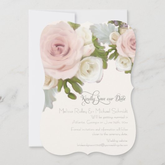 Sla de datum op Aankondigingen Elegante Roze Succu (Achterkant)