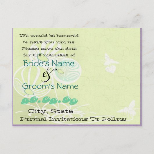 Sla de datum op - - - - aankondigingskaart (Achterkant)