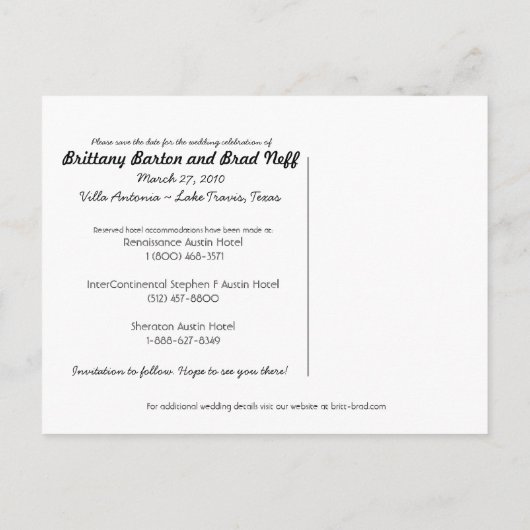 Sla de datum op aankondigingskaart (Achterkant)