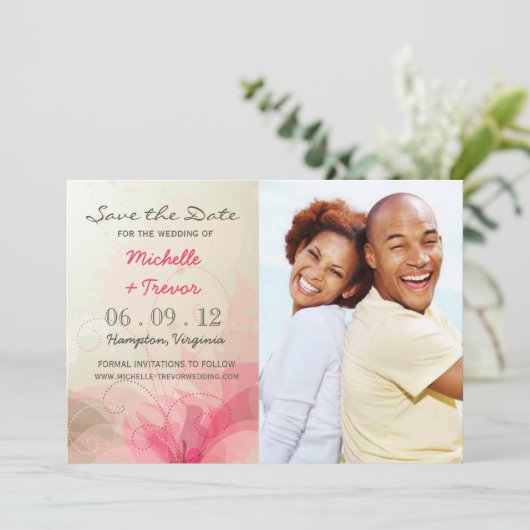 Sla de datum op - Abstracte Bloemfoto uitnodiginge Save The Date (Staand voorkant)