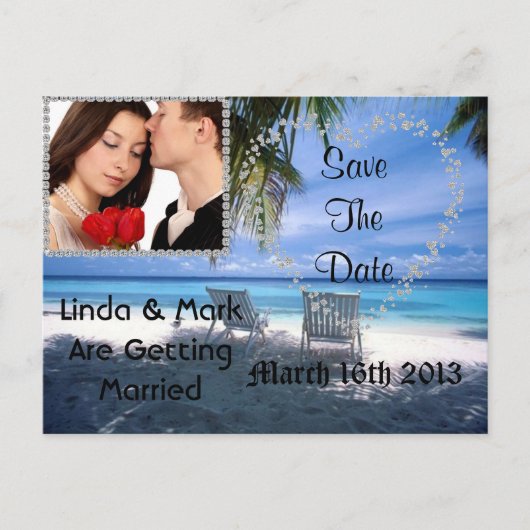 Sla de datum op Afbeelding Briefkaart Beach Theme (Voorkant)