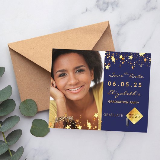 Sla de datum op afstudeerfeest 2023 blauw budget flyer