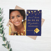 Sla de datum op afstudeerfeest 2023 blauw budget flyer