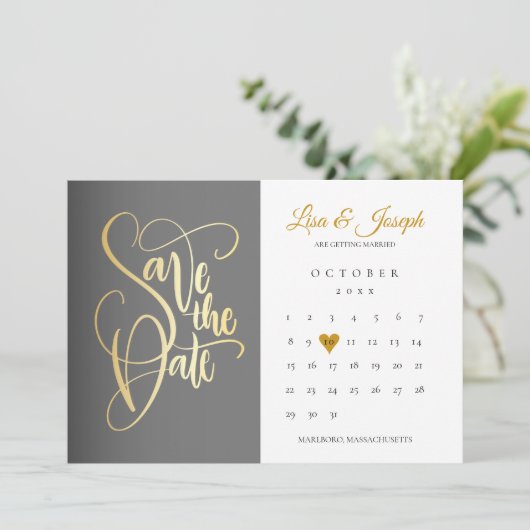 Sla de datum op Agenda Goud Hart Liefde Save The Date (Staand voorkant)