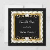 Sla de datum op Alle gelegenheden Diamond Trim Gol Magnetische Uitnodiging (Voorkant)