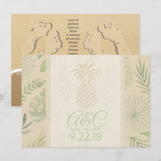Sla de datum op Ananas Save The Date (Voorkant / Achterkant)