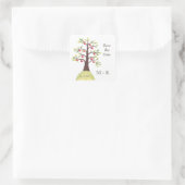 Sla de datum op Apple Tree Monogram Square Sticker (Tas)