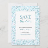 Sla de datum op Aqua blauwe Mozaïek Uitnodiging (Voorkant)