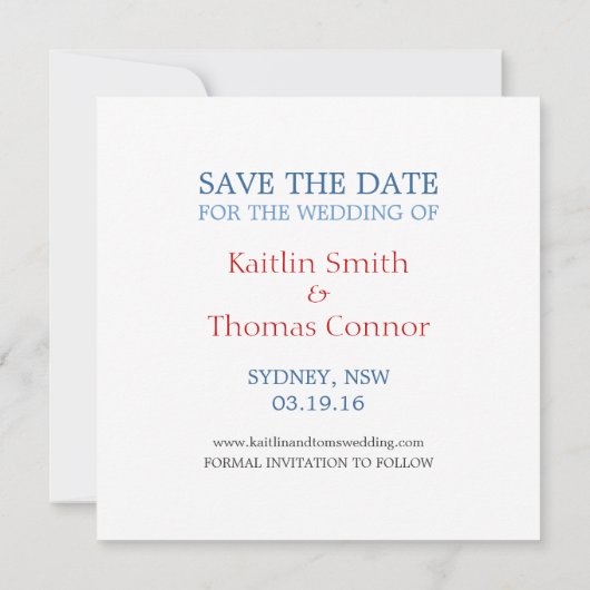 Sla de datum op - - Australië Save The Date (Achterkant)