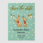 Sla de datum op baby twins baby shower vellum uitnodigingen (Voorkant)