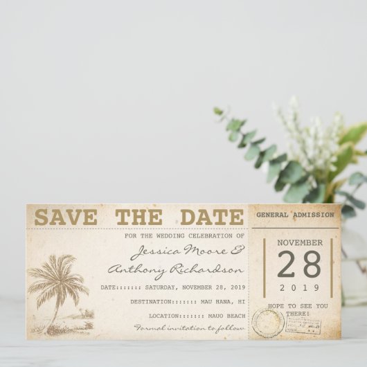 Sla de datum op Beach Palm tickets - Uitnodigingen (Staand voorkant)