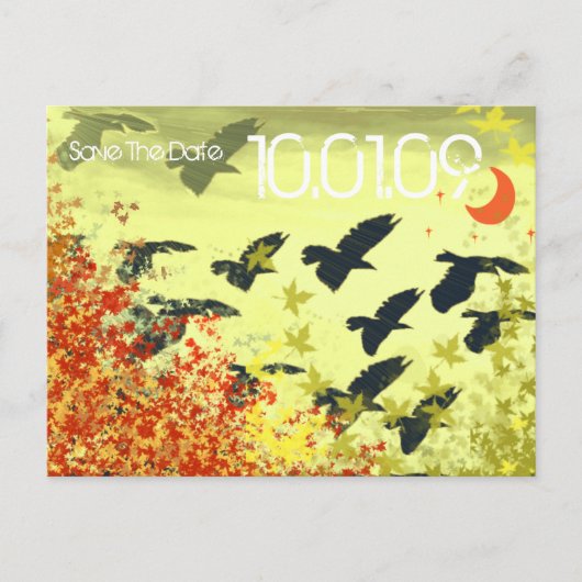 Sla de datum op - Bird Leaf Swirls Aankondigingskaart (Voorkant)