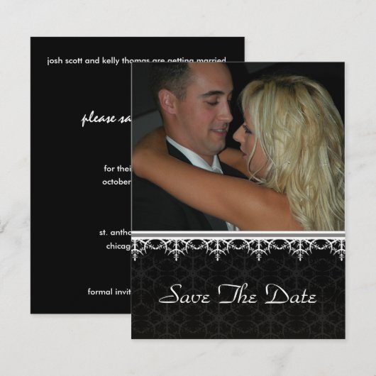 Sla de datum op - Black Ornamental Kaart (Voorkant / Achterkant)