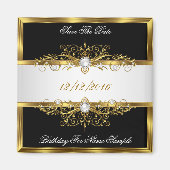 Sla de datum op Black Pearls White Gold Verjaardag Magneet (Voorkant)