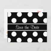 Sla de datum op Black Polka Dot Photo Briefkaart (Voorkant / Achterkant)