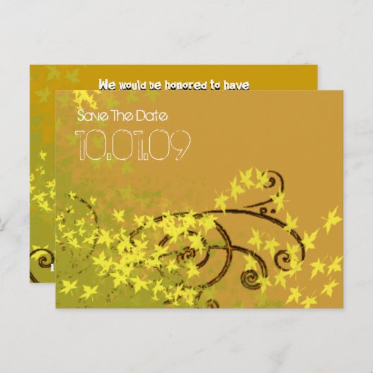 Sla de datum op - Bladwervelingen Aankondigingskaart (Voorkant / Achterkant)