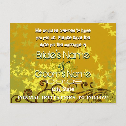 Sla de datum op - Bladwervels - Aankondigingskaart (Achterkant)