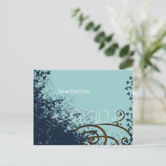 Sla de datum op - Bladwervels - Aankondigingskaart (Staand voorkant)