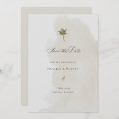 Sla de datum op bloemige waterverf papierstructuur save the date (Voorkant / Achterkant)