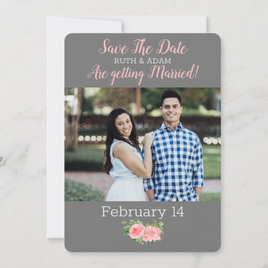 Sla de datum op bloemrijke bijbel foto kaart (Achterkant)