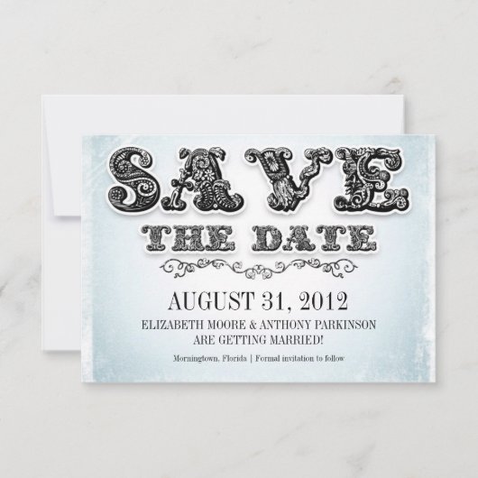Sla de datum op Blue  Invitations Save The Date (Voorkant)