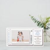 Sla de datum op Boarding Pass-fotokaart Save The Date (Staand voorkant)