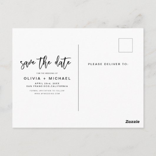 Sla de datum op Boho Minimalistische foto Modern Briefkaart (Achterkant)