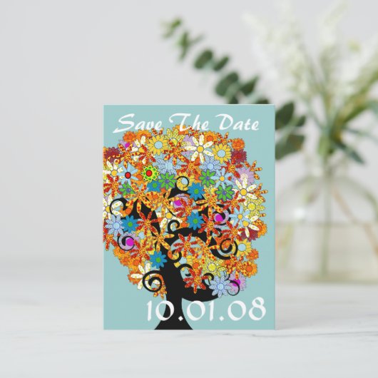 Sla de datum op - Boom van bloemen Aankondigingskaart (Staand voorkant)