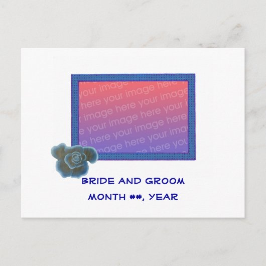 Sla de datum op briefkaarten Blauw roos bloem Voeg (Voorkant)