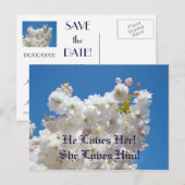 Sla de datum op! briefkaarten Witte bloesem (Voorkant / Achterkant)