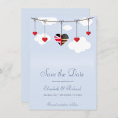 Sla de datum op Brits-Amerikaanse bruiloft Save The Date (Voorkant / Achterkant)