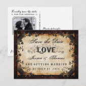 Sla de datum op Brown Gothic Halloween FOTO OP TER Aankondigingskaart (Voorkant / Achterkant)