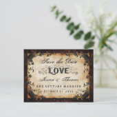 Sla de datum op Brown Gothic Halloween FOTO OP TER Aankondigingskaart (Staand voorkant)