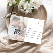 Sla de datum op Bruiloft Fotocollage Modern Eenvou Uitnodiging Briefkaart