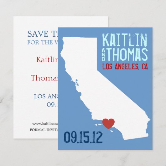 Sla de datum op -  - Californië Save The Date (Voorkant / Achterkant)