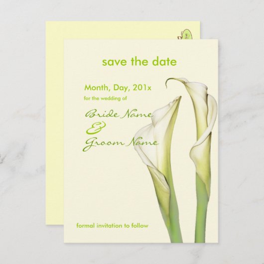 Sla de datum op, calla lelie briefkaarten (Voorkant / Achterkant)